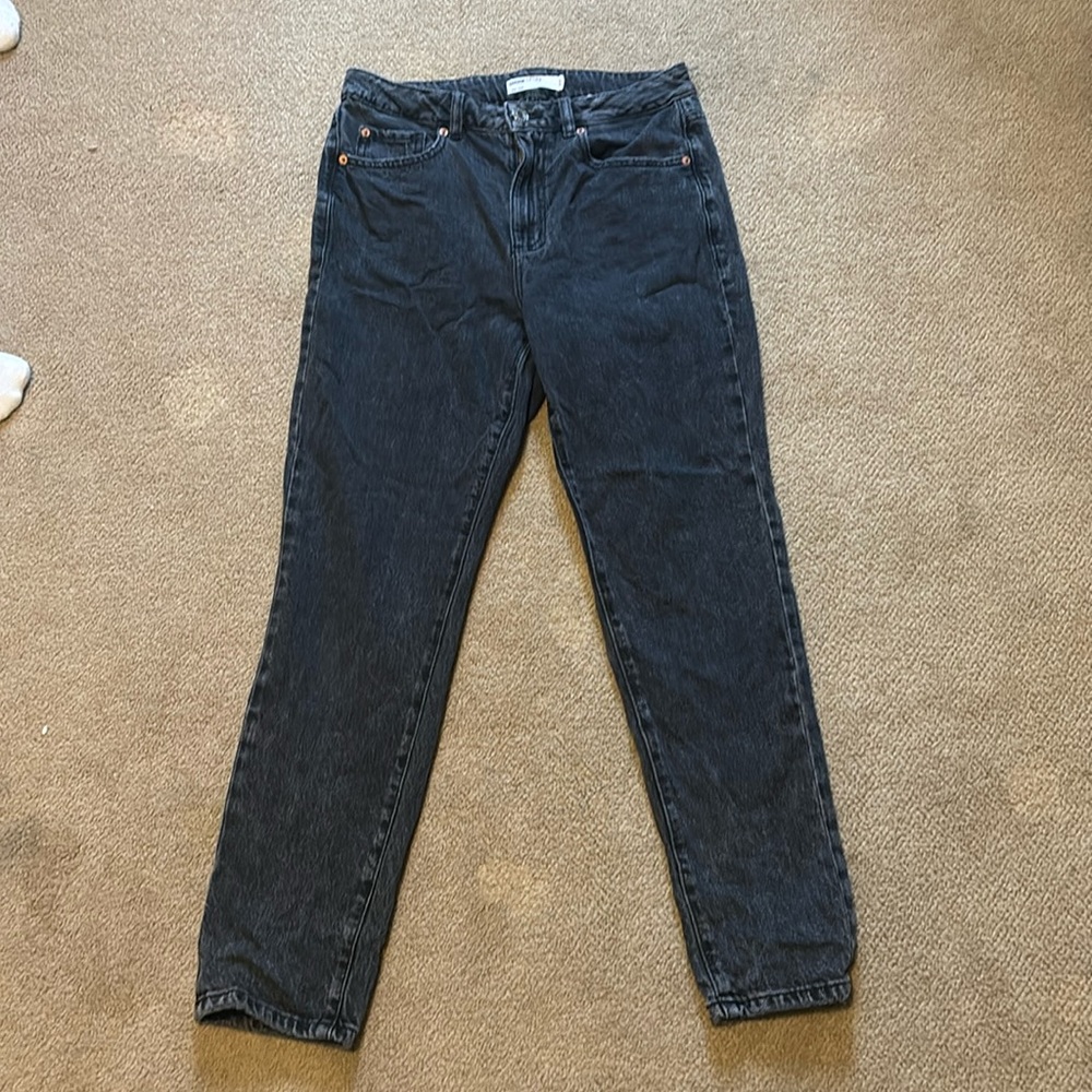 Garage Denim Mom Jeans, black. Size 28.